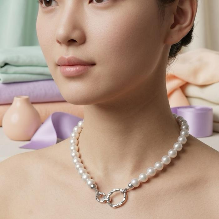 Crysjade Kalung Mutiara Asli Air Tawar Batch 2 Cream Color Graduated Pearl High Luster 8,2-11,1 mm 44 cm Zhuji Zhejiang China - Gambar 4
