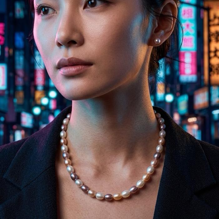 Crysjade Kalung Mutiara Asli Air Tawar Seedless Rice Pearl Candy Color High Luster 6,9 mm Diameter 40 cm Panjang Mutiara Zhuji Zhejiang China - Gambar 9
