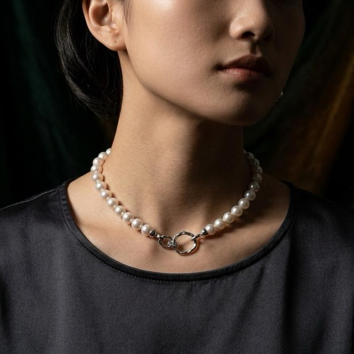 Crysjade Kalung Mutiara Asli Air Tawar Batch 2 Cream Color Graduated Pearl High Luster 8,2-11,1 mm 44 cm Zhuji Zhejiang China - Gambar 5