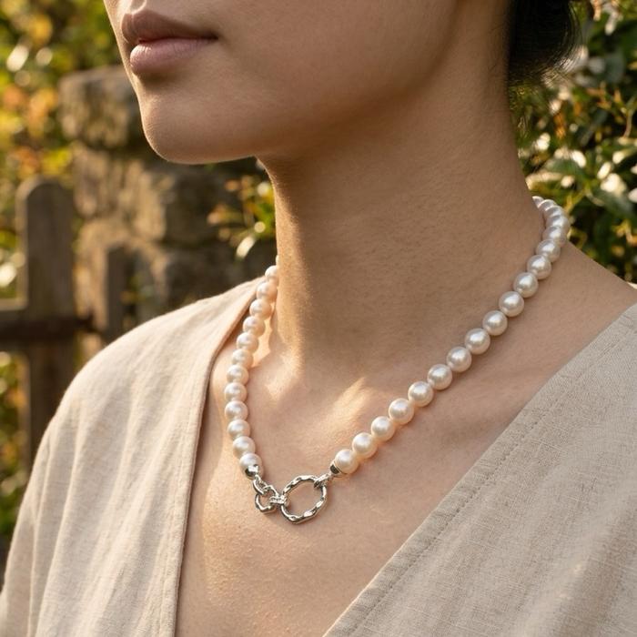 Crysjade Kalung Mutiara Asli Air Tawar Batch 2 Cream Color Graduated Pearl High Luster 8,2-11,1 mm 44 cm Zhuji Zhejiang China - Gambar 3