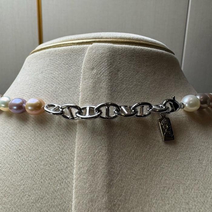 Crysjade Kalung Mutiara Asli Air Tawar Seedless Rice Pearl Candy Color High Luster 6,9 mm Diameter 40 cm Panjang Mutiara Zhuji Zhejiang China - Gambar 6