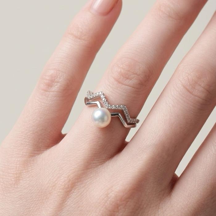 Cincin Mutiara Asli Air Tawar Rainbow Luster – Silver 925 Adjustable Cincin mutiara asli air tawar dengan Rainbow Luster yang memancarkan pantulan warna-warni alami saat terkena cahaya. - Gambar 6