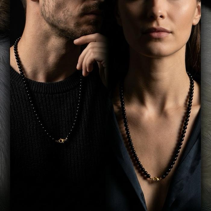 Kalung Black Jadeite ( / Hēi Fěicuì) Natural Bead Necklace - Gambar 6